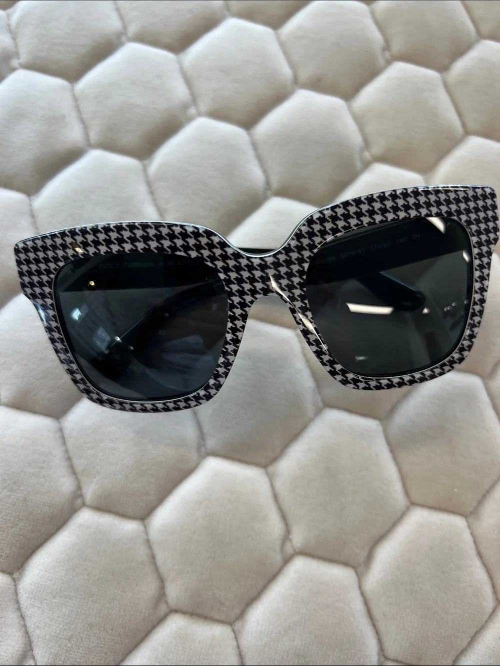 Authentic Dolce & Gabbana Black and White Houndstooth Sunglasses